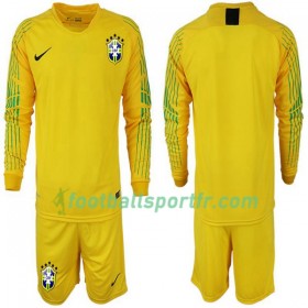 Tenue Brésil Enfant Domicile Coupe du monde 2018 Maillot de Foot ML